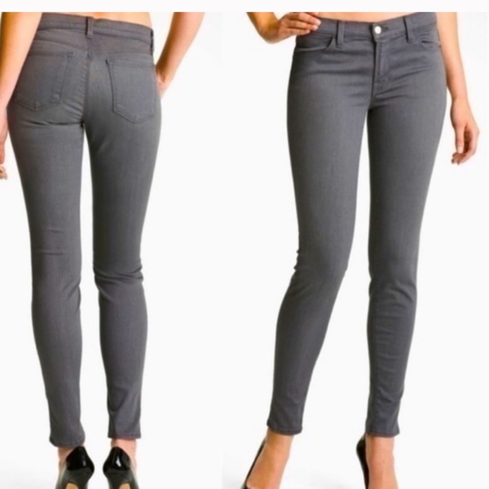 J Brand skinny mid rise dare jeans in dark gray color, size 29
